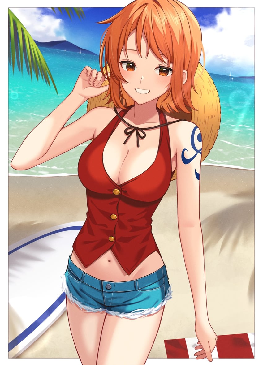 nami and monkey d. luffy (one piece) drawn by 1dot_297