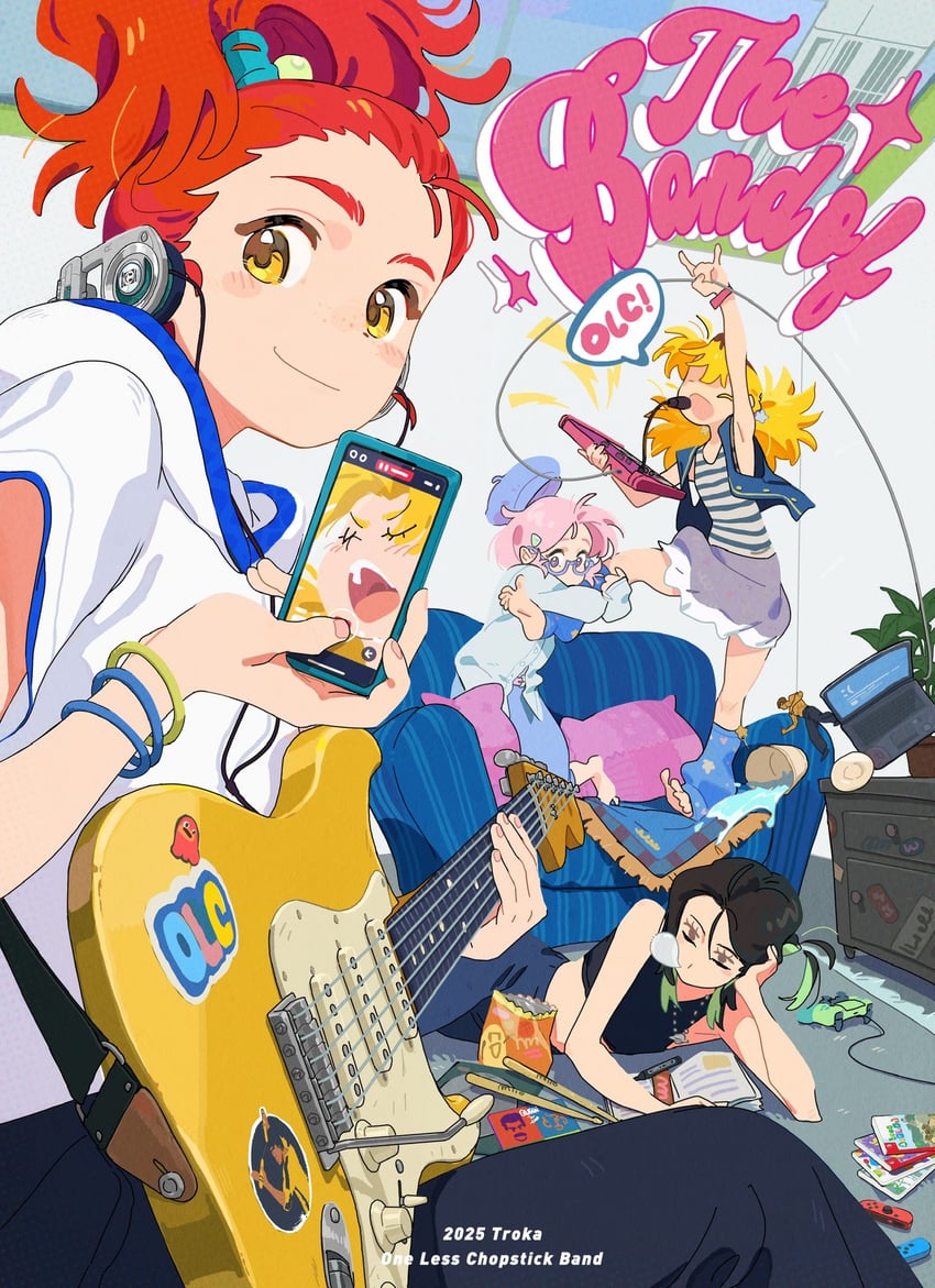 luo meimei, zhang zilong, shi chunlan, and song na (one less chopstick band) drawn by troka