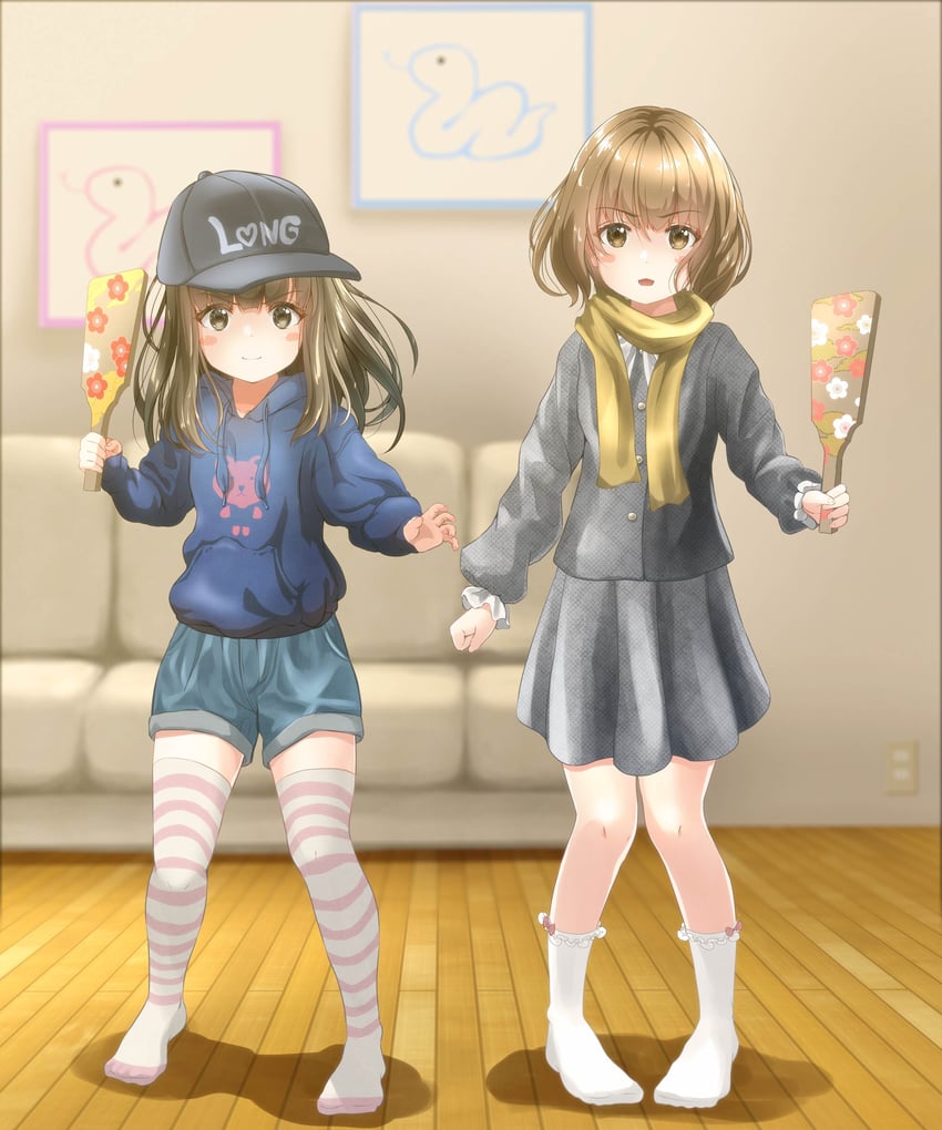 bob-cut neighbor girl and long-haired neighbor girl (original) drawn by tachiinu