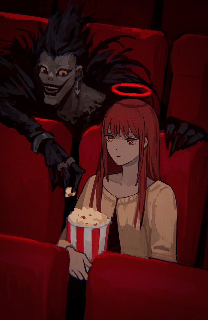makima and ryuk (chainsaw man and 1 more) drawn by solraka