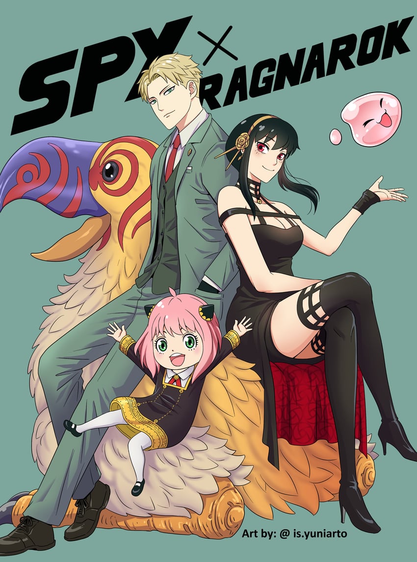 yor briar, anya, twilight, poring, and peco peco (ragnarok online and 2 more) drawn by is_yuniarto