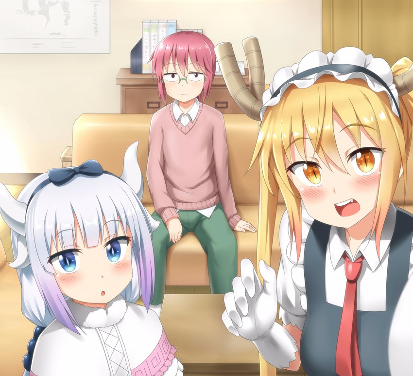 kanna kamui, tohru, and kobayashi (kobayashi-san chi no maidragon) drawn by nedia_(nedia_region)