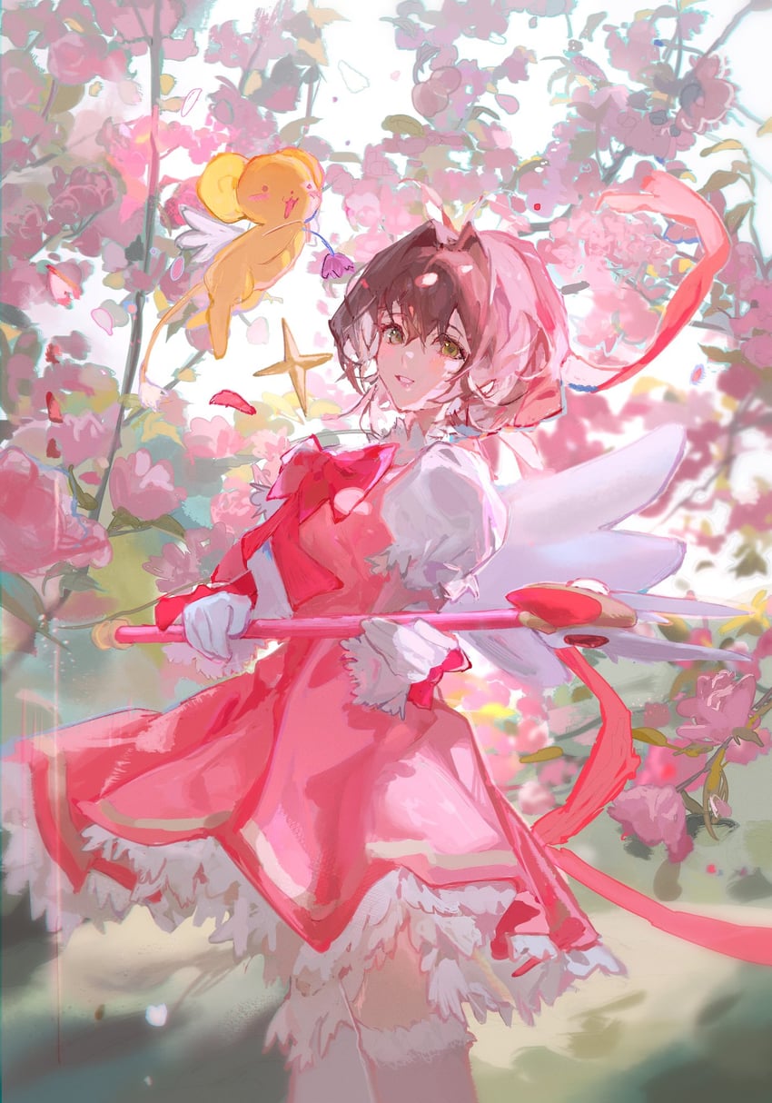 kinomoto sakura and kero (cardcaptor sakura) drawn by mistedsky