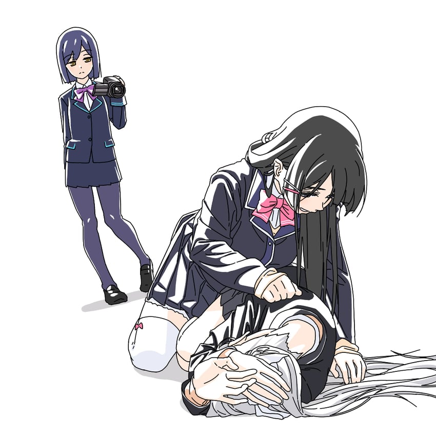 tsukino mito, higuchi kaede, and shizuka rin (nijisanji and 1 more) drawn by boko_(maniacpurple)