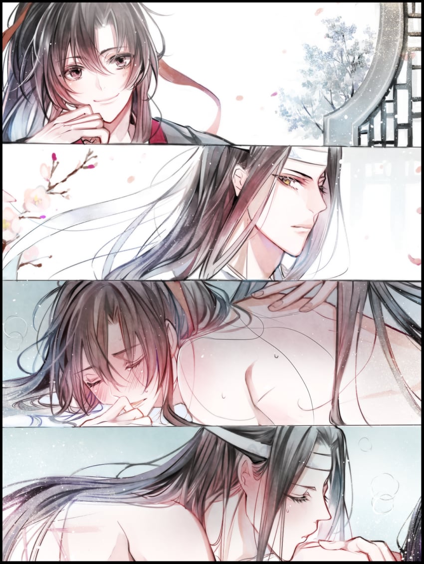 wei wuxian and lan wangji (modao zushi) drawn by rakkyhappy