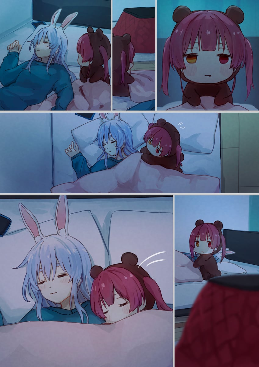 houshou marine, usada pekora, and houshou kumarine (hololive) drawn by yami_ara