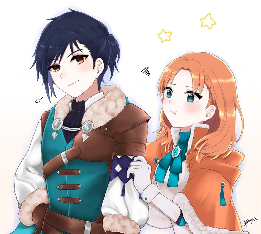 felix hugo fraldarius and annette fantine dominic (fire emblem and 1 more) drawn by misato_hao