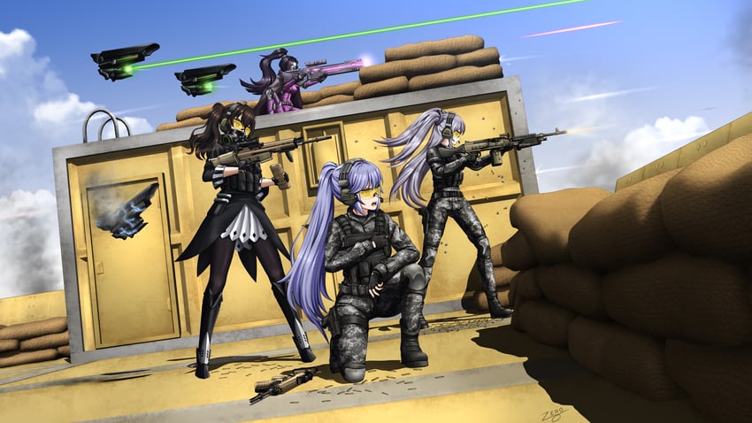 essex, intrepid, scarecrow, and jaeger (azur lane and 1 more) drawn by zero_(73ro)