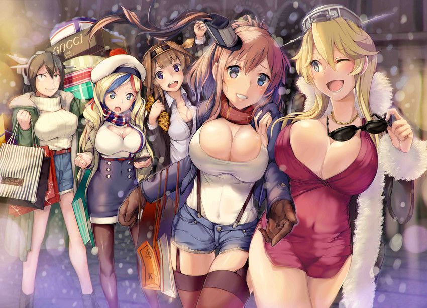 kongou, nagato, iowa, saratoga, and commandant teste (kantai collection) drawn by satou_daiji