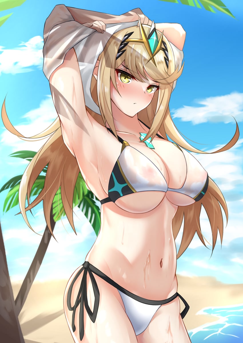 mythra (xenoblade chronicles and 1 more) drawn by ega-chan
