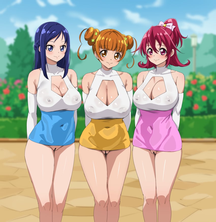 hishikawa rikka, aida mana, and yotsuba alice (precure and 1 more) drawn by fuooooo