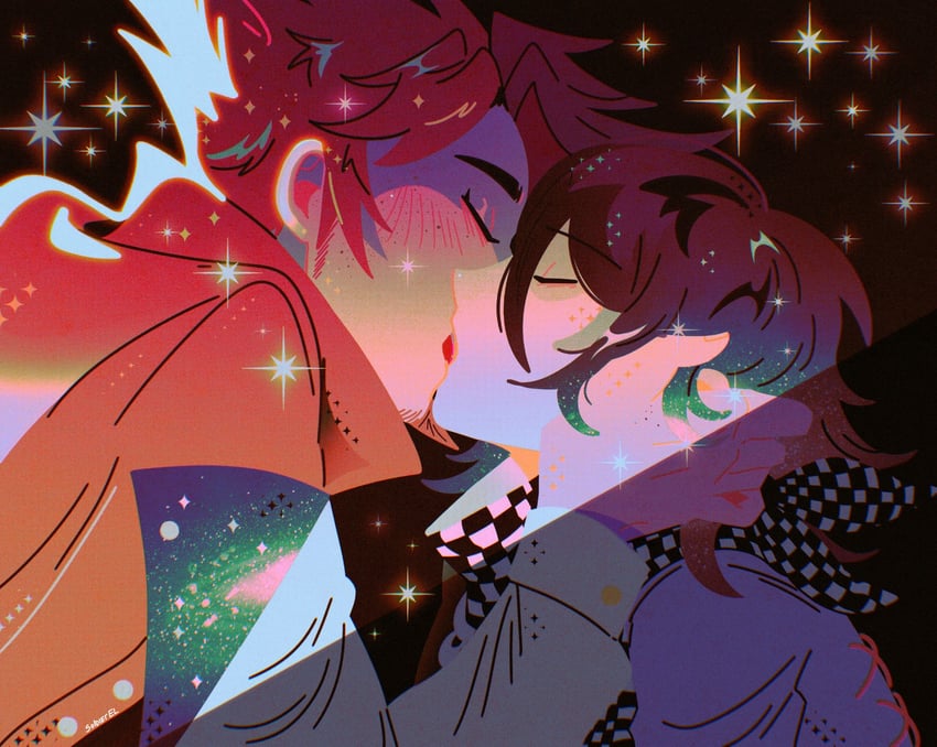 oma kokichi and momota kaito (danganronpa and 1 more) drawn by soldierel