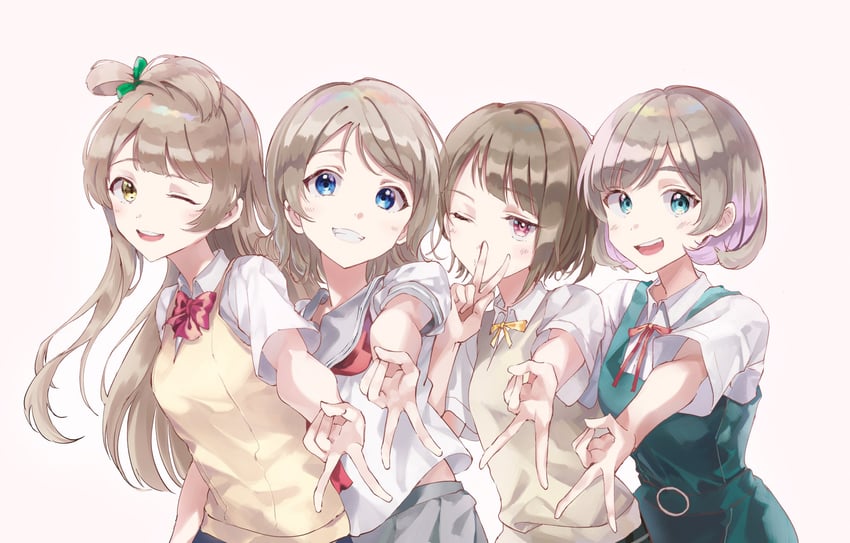 watanabe you, minami kotori, nakasu kasumi, and tang keke (love live! and 4 more)