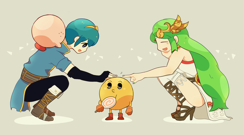 kirby, palutena, marth, and pac-man (fire emblem and 5 more) drawn by bowsow