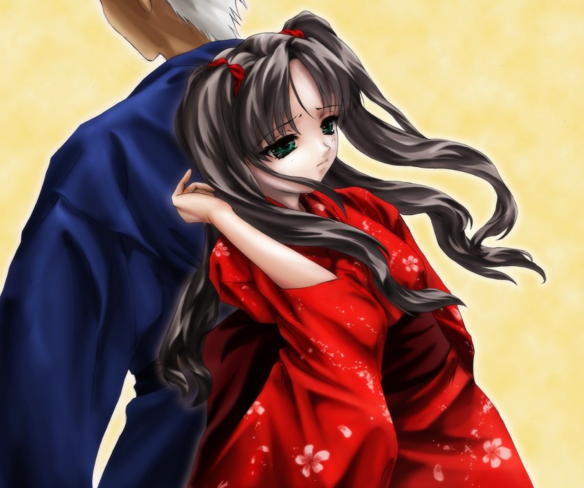 tohsaka rin and archer (fate and 1 more) drawn by kisaragi_(l-calena)
