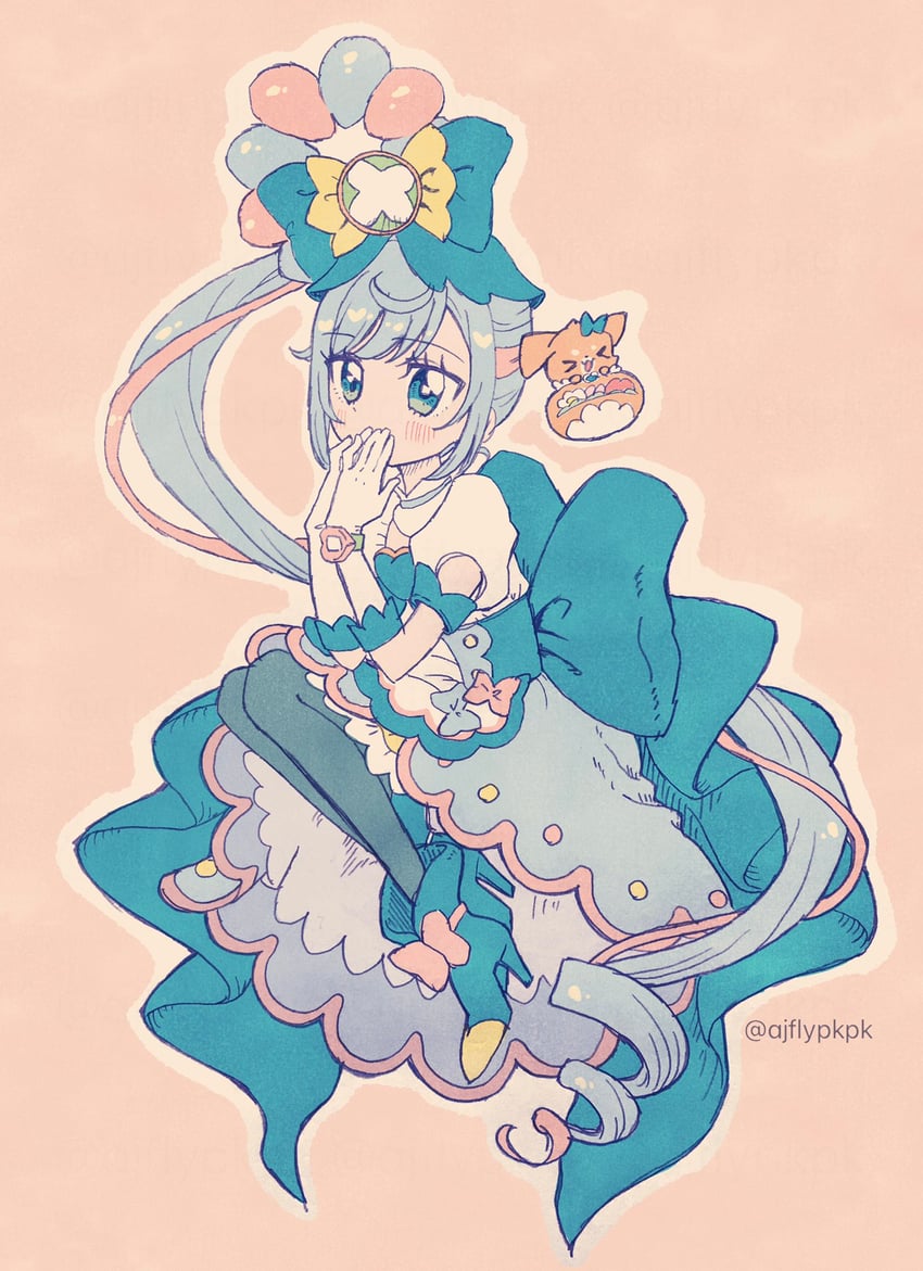 fuwa kokone, pam-pam, and cure spicy (precure and 1 more) drawn by aji_fry
