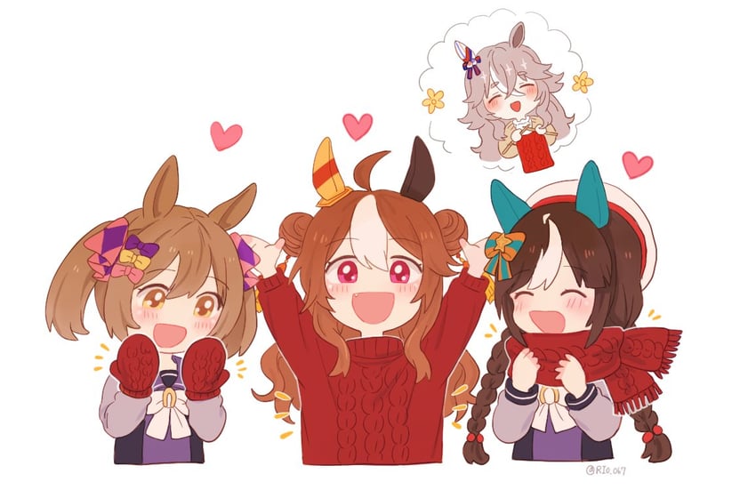 smart falcon, hokko tarumae, copano rickey, and wonder acute (umamusume) drawn by rio_(rio_067)