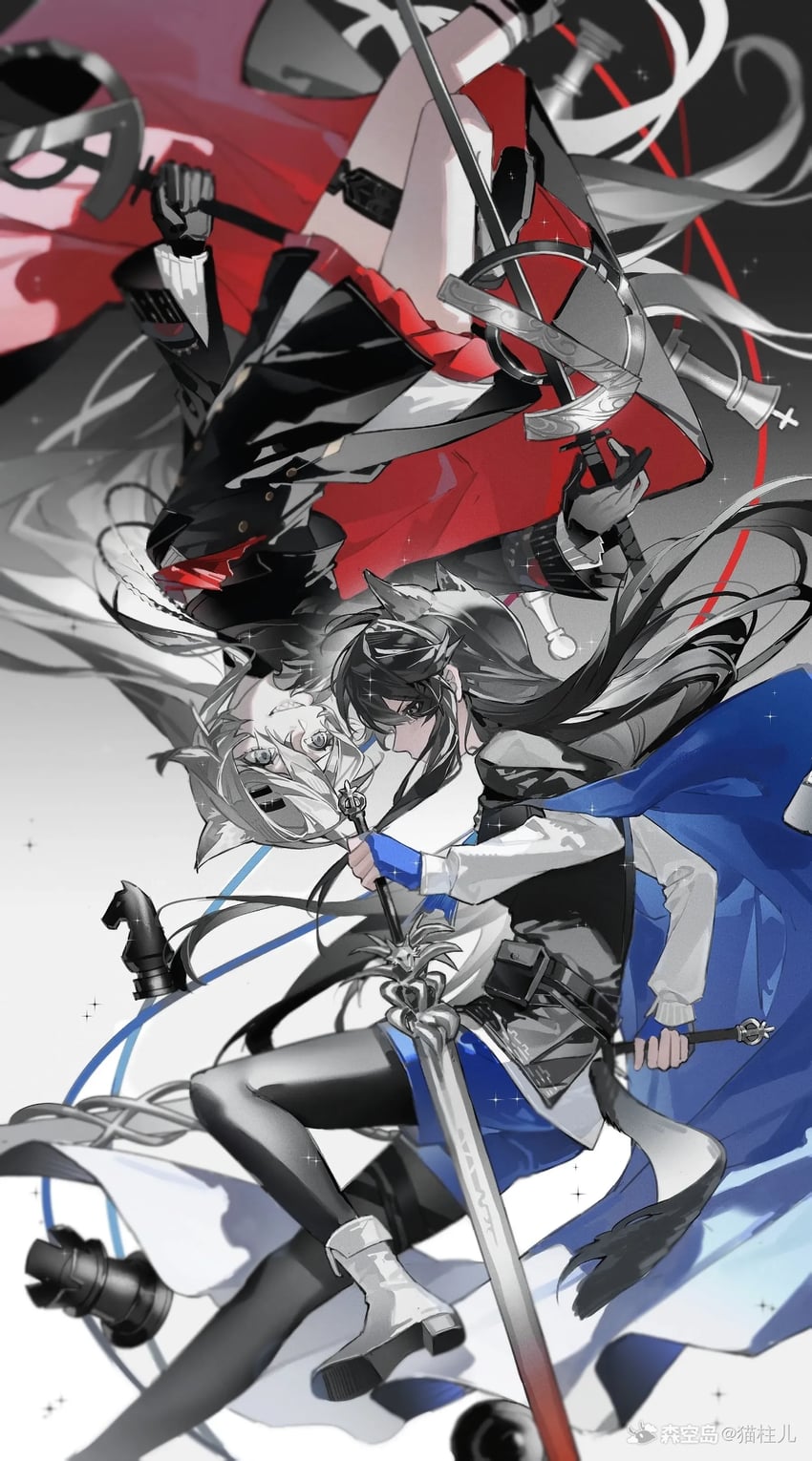 texas, lappland, texas the omertosa, and lappland the decadenza (arknights) drawn by sanye308