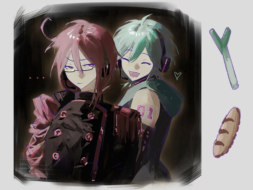 hatsune miku, kasane teto, hatsune mikuo, and kasane ted (vocaloid and 1 more) drawn by k1kiwa