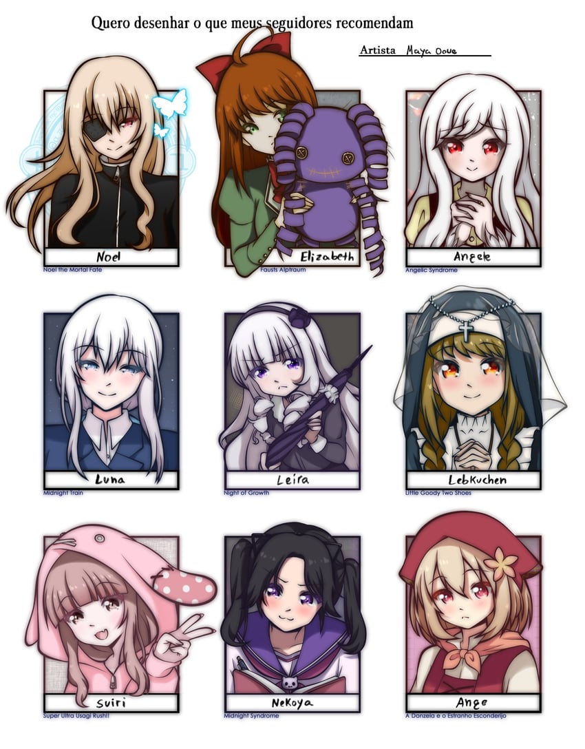 noel cerquetti, lebkuchen, ange, luna wyndell, elisabeth faust, and 4 more (higyaku no noel and 8 more) drawn by maya_ooue