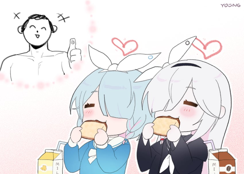 sensei, doodle sensei, arona, and plana (blue archive) drawn by y0ung