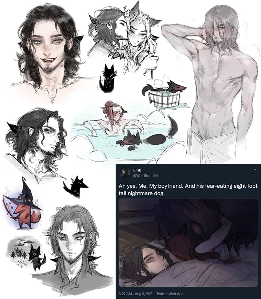 renard beauchene and elrik (original) drawn by nat_the_lich