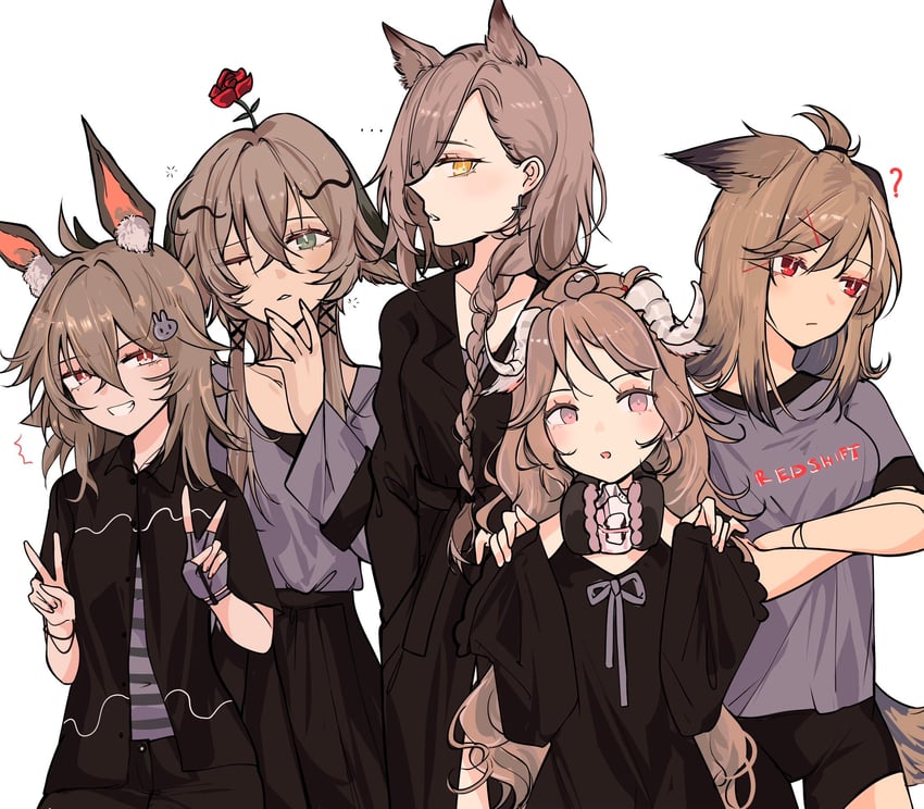 eyjafjalla, penance, pallas, cutter, and caper (arknights) drawn by gupipy