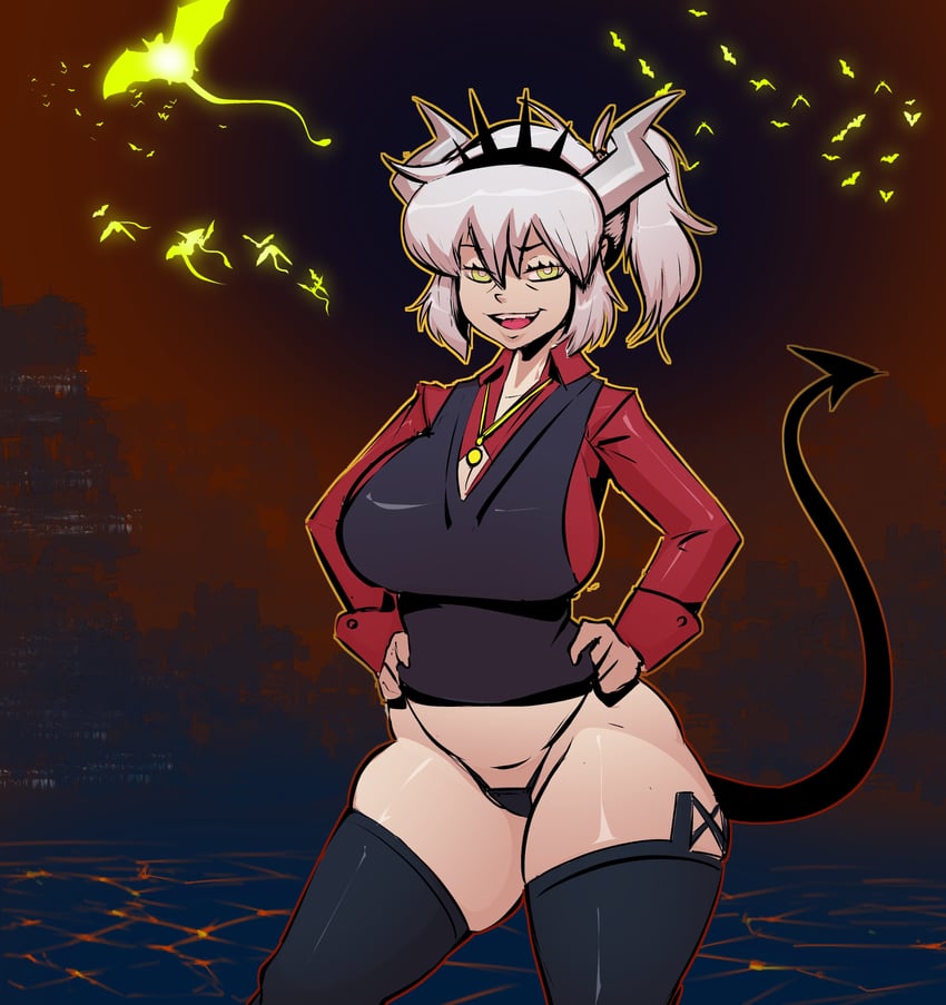 lucifer and renee graves (helltaker and 1 more) drawn by clumzor
