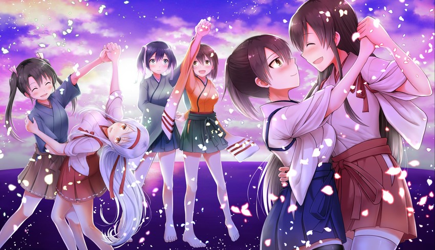 kaga, akagi, zuikaku, shoukaku, souryuu, and 3 more (kantai collection) drawn by yatsuhashi_kyouto