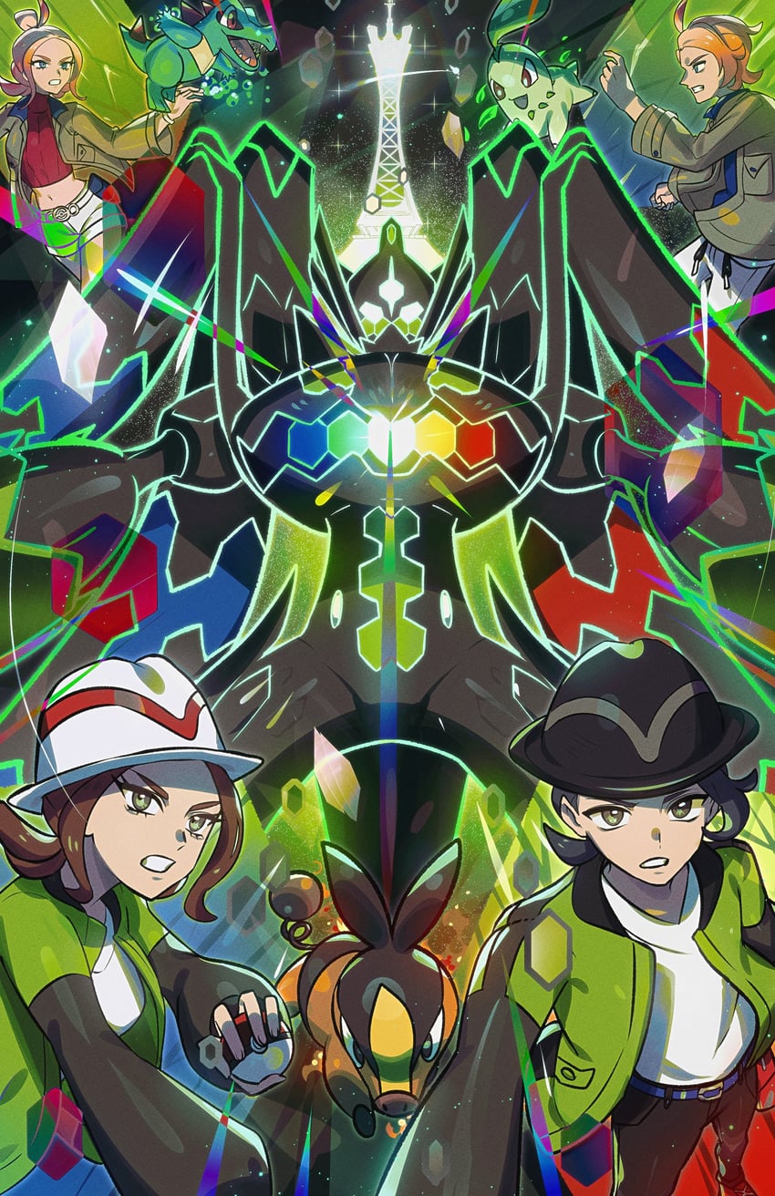tepig, chikorita, totodile, zygarde, taunie, and 3 more (pokemon and 1 more) drawn by ryairyai
