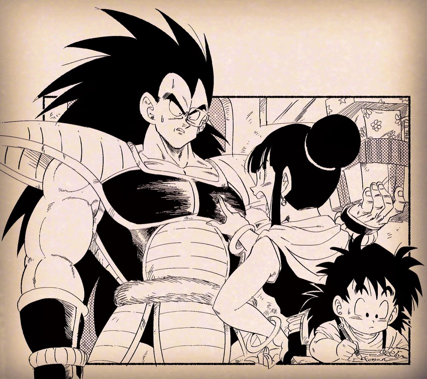 son gohan, chi-chi, and raditz (dragon ball and 1 more) drawn by fenyon
