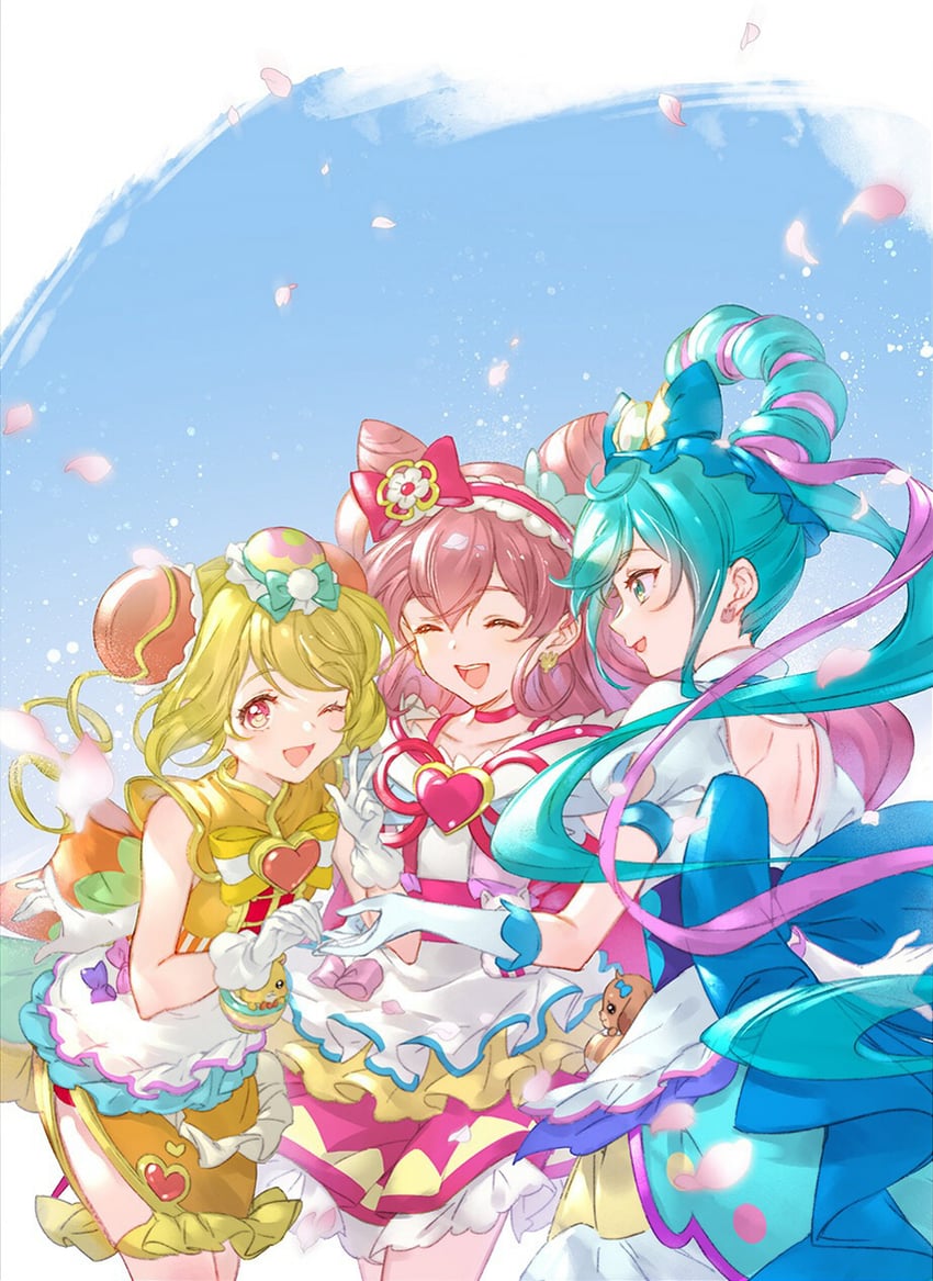 nagomi yui, fuwa kokone, hanamichi ran, cure precious, kome-kome, and 4 more (precure and 1 more) drawn by hoshi_(xingspresent)