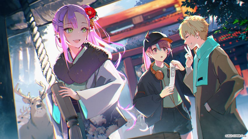 tokoyami towa, ex albio, and selly55 (hololive and 2 more) drawn by sai_(saiqun_31)