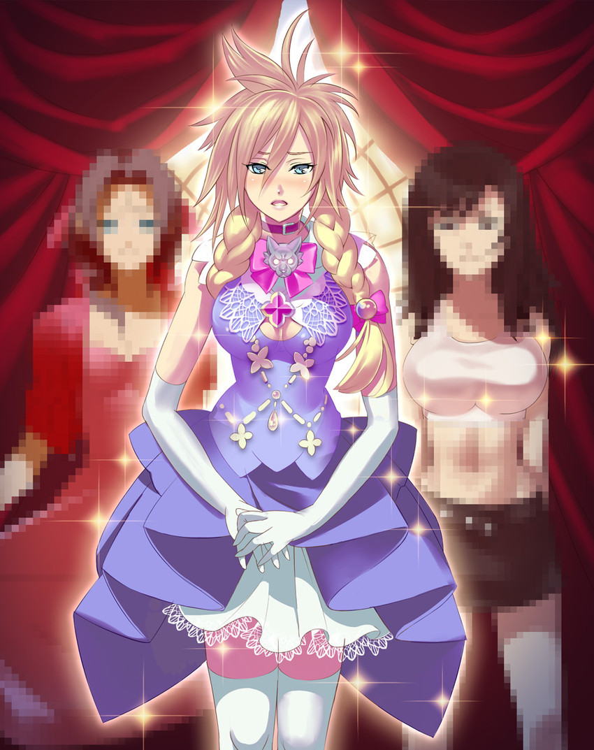 tifa lockhart, cloud strife, and aerith gainsborough (final fantasy and 1 more) drawn by kaiseki
