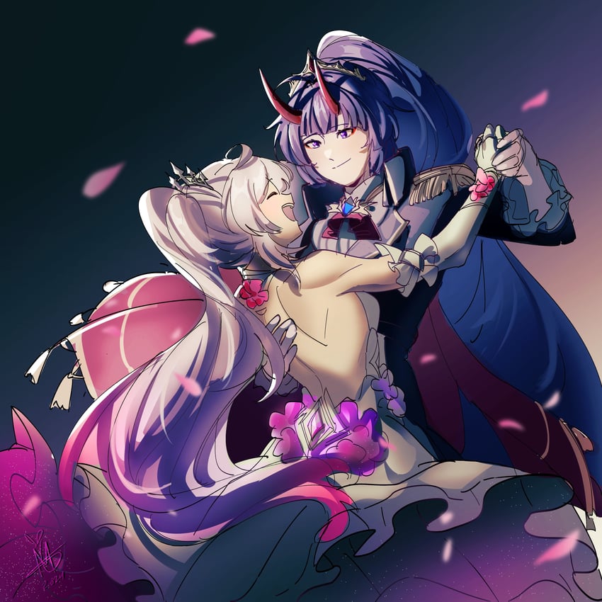 kiana kaslana and raiden mei (honkai and 1 more) drawn by mscheckacheck