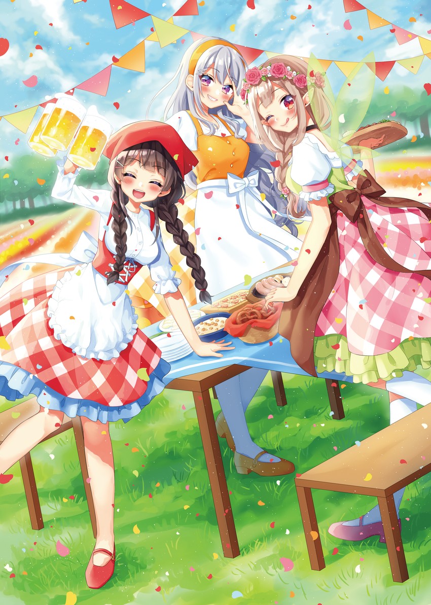 tsukino mito, higuchi kaede, and elu (nijisanji) drawn by hina_(hinalovesugita)