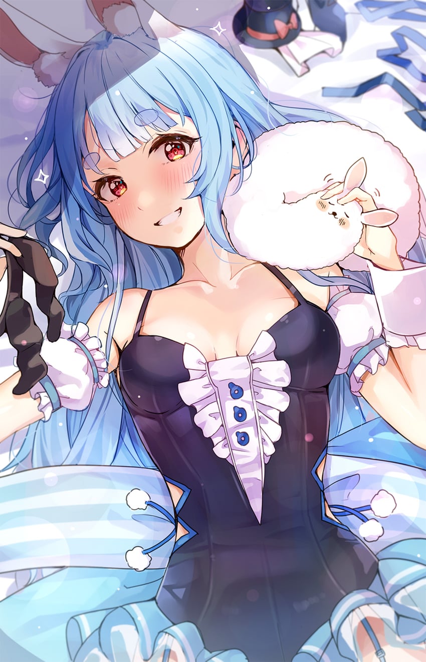 usada pekora and don-chan (hololive) drawn by nira_(vira)