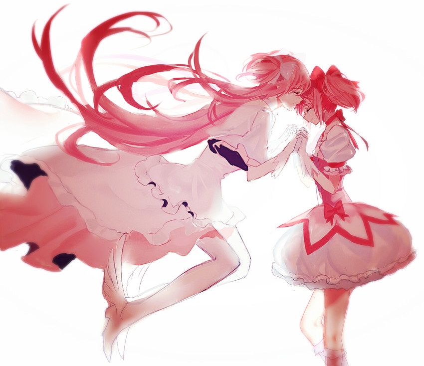 kaname madoka and ultimate madoka (mahou shoujo madoka magica) drawn by kyukyukyu_(316373804)