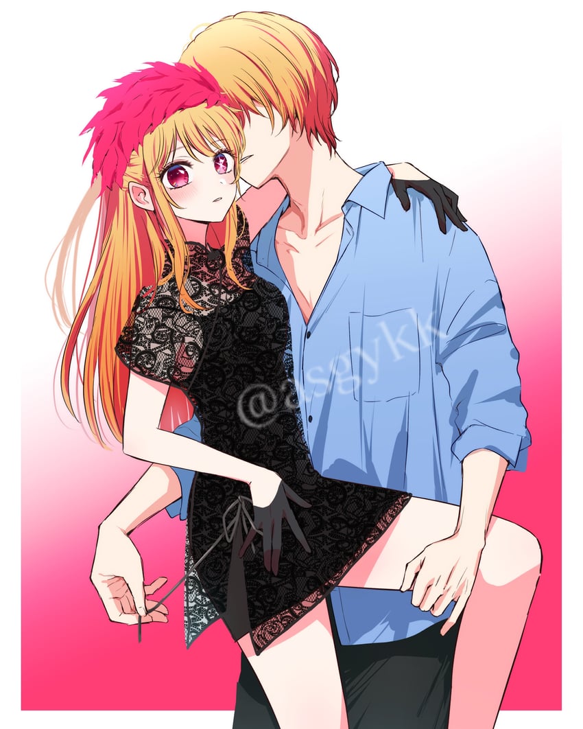 hoshino ruby and hoshino aquamarine (oshi no ko) drawn by asgykk
