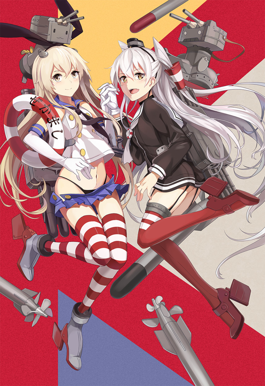 shimakaze, amatsukaze, rensouhou-chan, and rensouhou-kun (kantai collection) drawn by neko_(yanshoujie)
