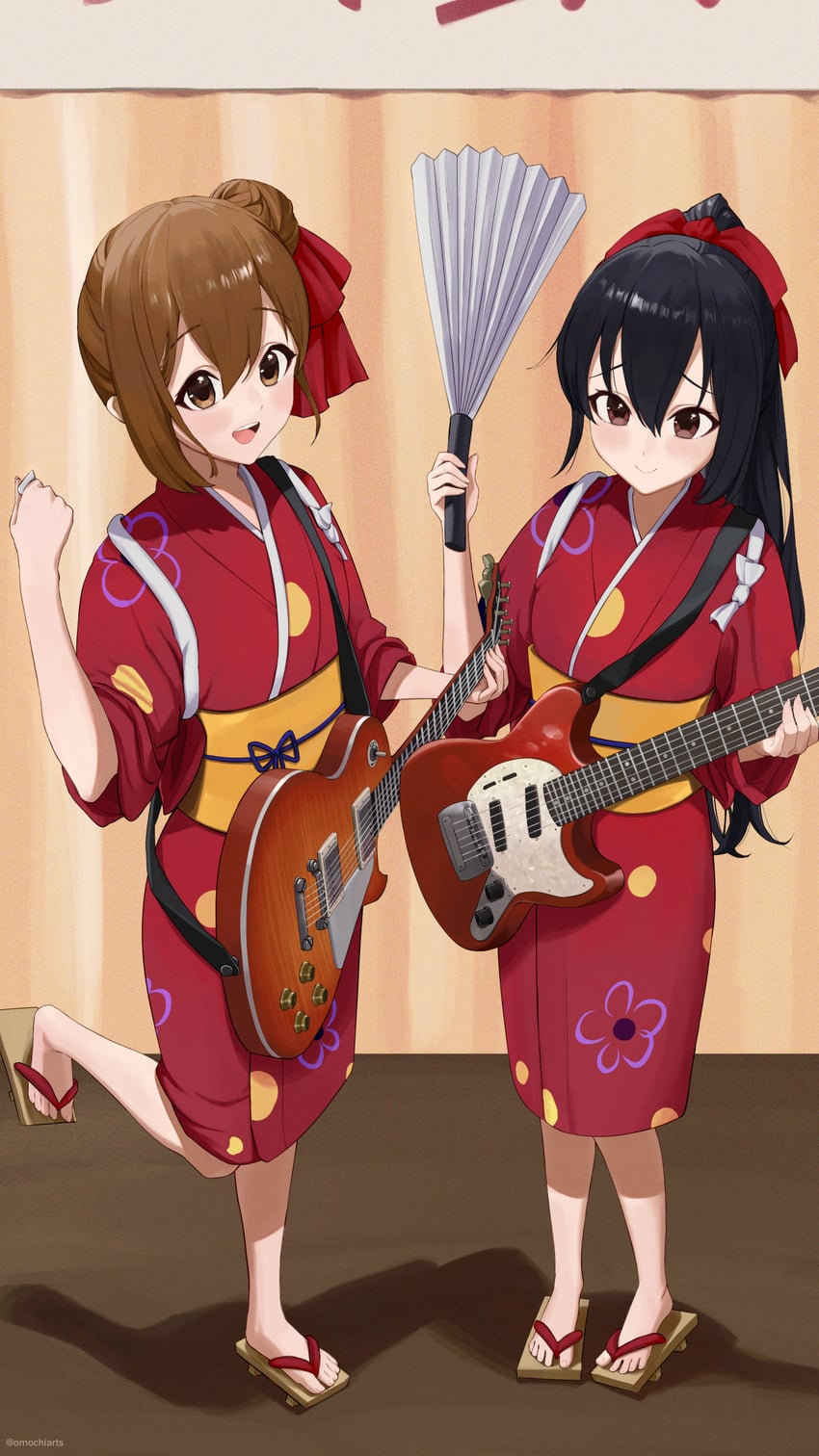 nakano azusa and hirasawa yui (k-on!) drawn by omochiarts