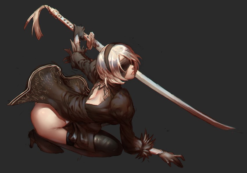 2b (nier and 1 more) drawn by kokutan_kitsunen