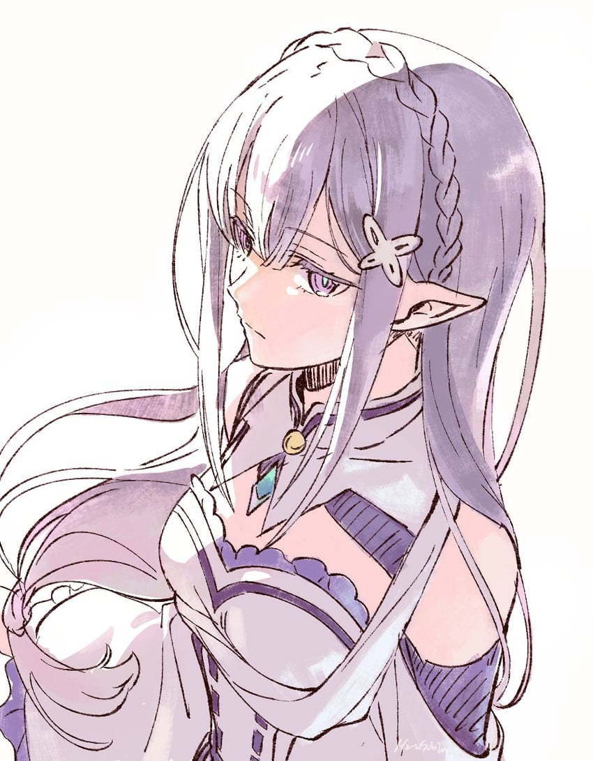emilia (re:zero kara hajimeru isekai seikatsu) drawn by harusabin