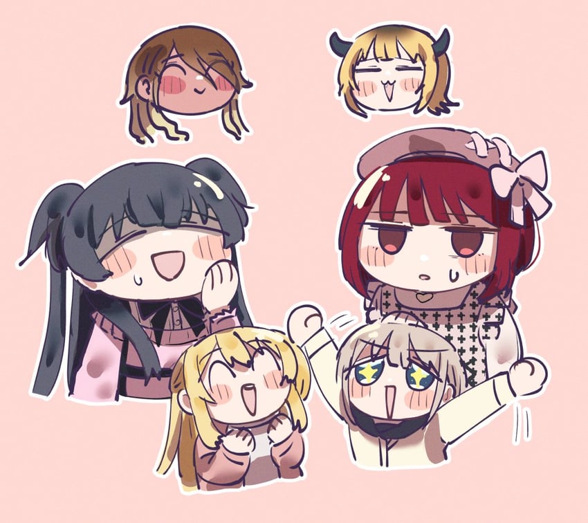 mayuzumi fuyuko, arima kana, serizawa asahi, hoshino ruby, izumi mei, and 1 more (idolmaster and 2 more) drawn by karappo711