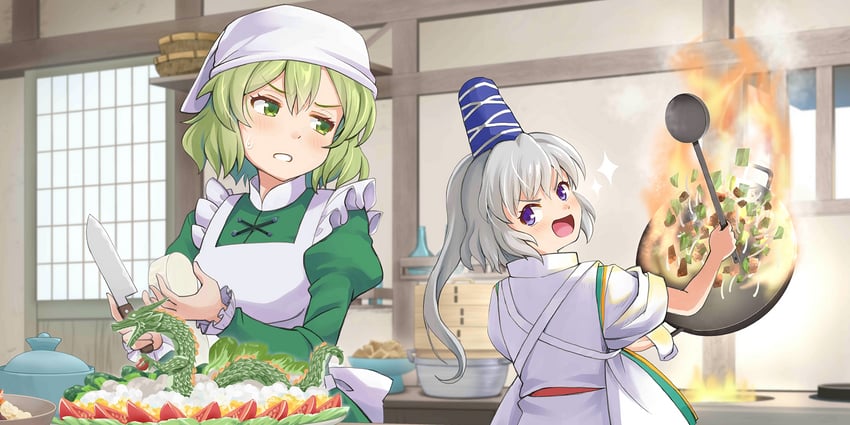 mononobe no futo and soga no tojiko (touhou and 1 more) drawn by haniwa_(leaf_garden)