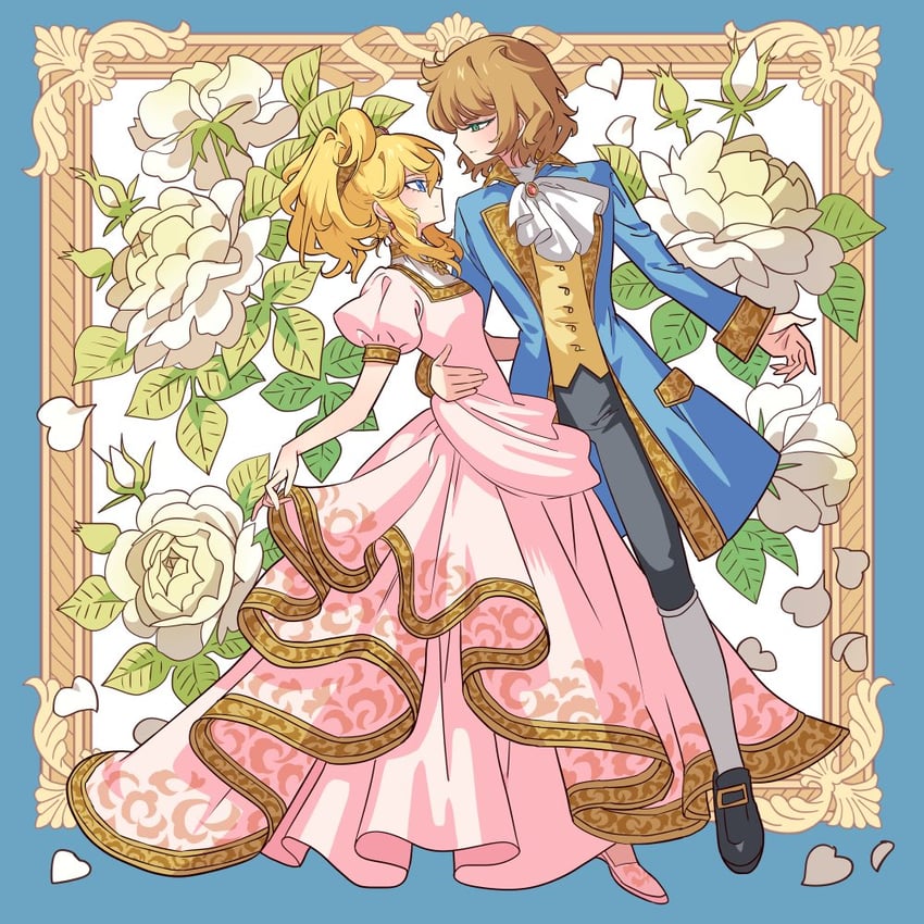 oscar francois de jarjayes and hans axel von fersen (versailles no bara) drawn by meremero