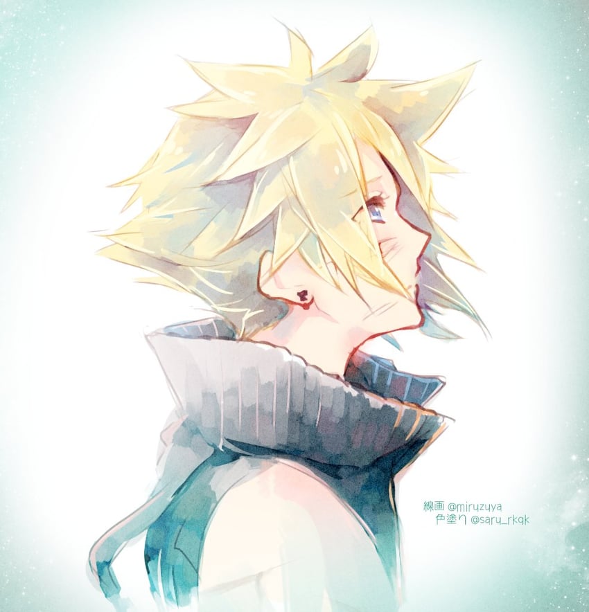 cloud strife (final fantasy and 2 more) drawn by miru_(miruzuya) and saru_(shimanokyouken)