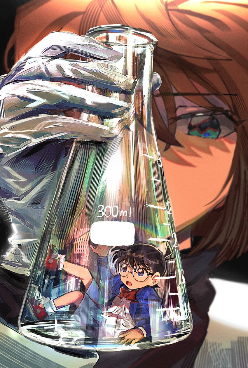 edogawa conan, haibara ai, and miyano shiho (meitantei conan) drawn by segami