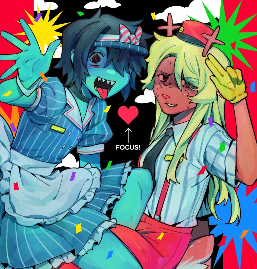 kris and noelle holiday (deltarune and 1 more) drawn by goomyloid