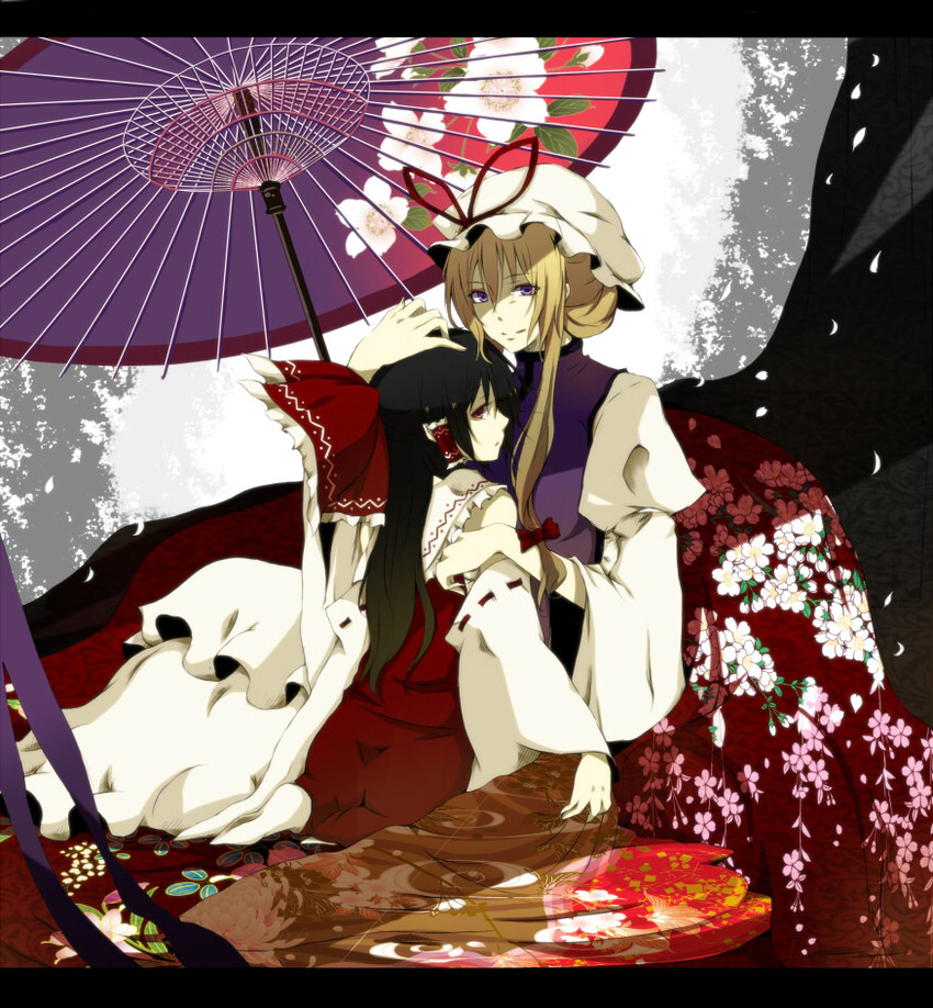 hakurei reimu and yakumo yukari (touhou) drawn by toudou_(dolce)